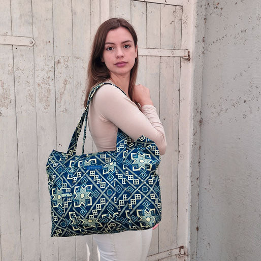 Grand sac en coton coloré, vegan et fait main au Burkina Faso.