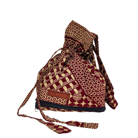 Sac artisanal en tissu africain, fabriqué vegan. Slow fashion de créateur.