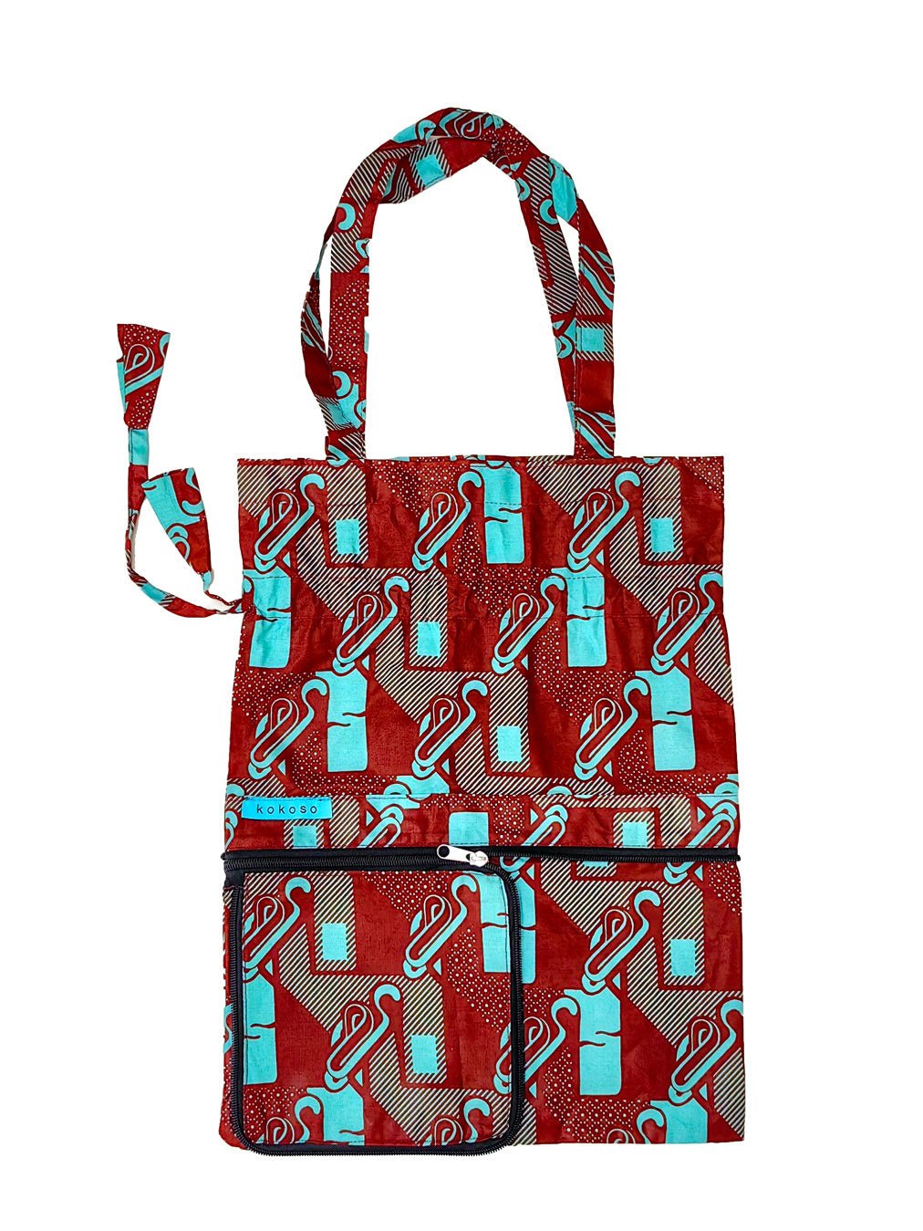 Sac en coton à motif coloré, mode éthique et fabrication artisanale.