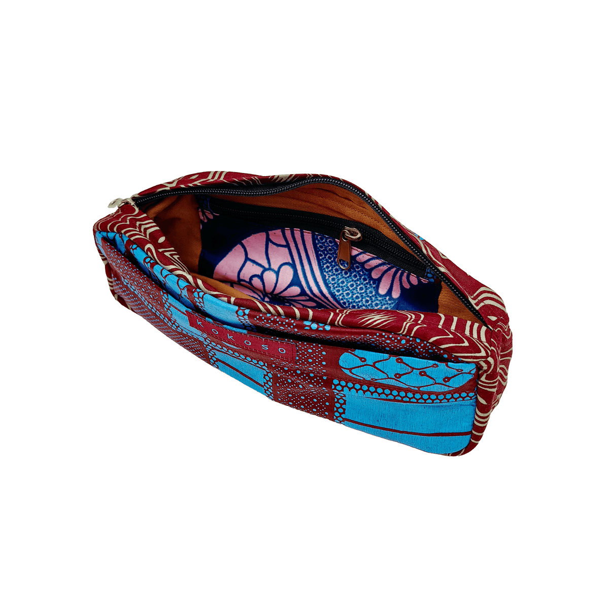 Trousse de toilette en Wax coloré, fait main au Burkina Faso.