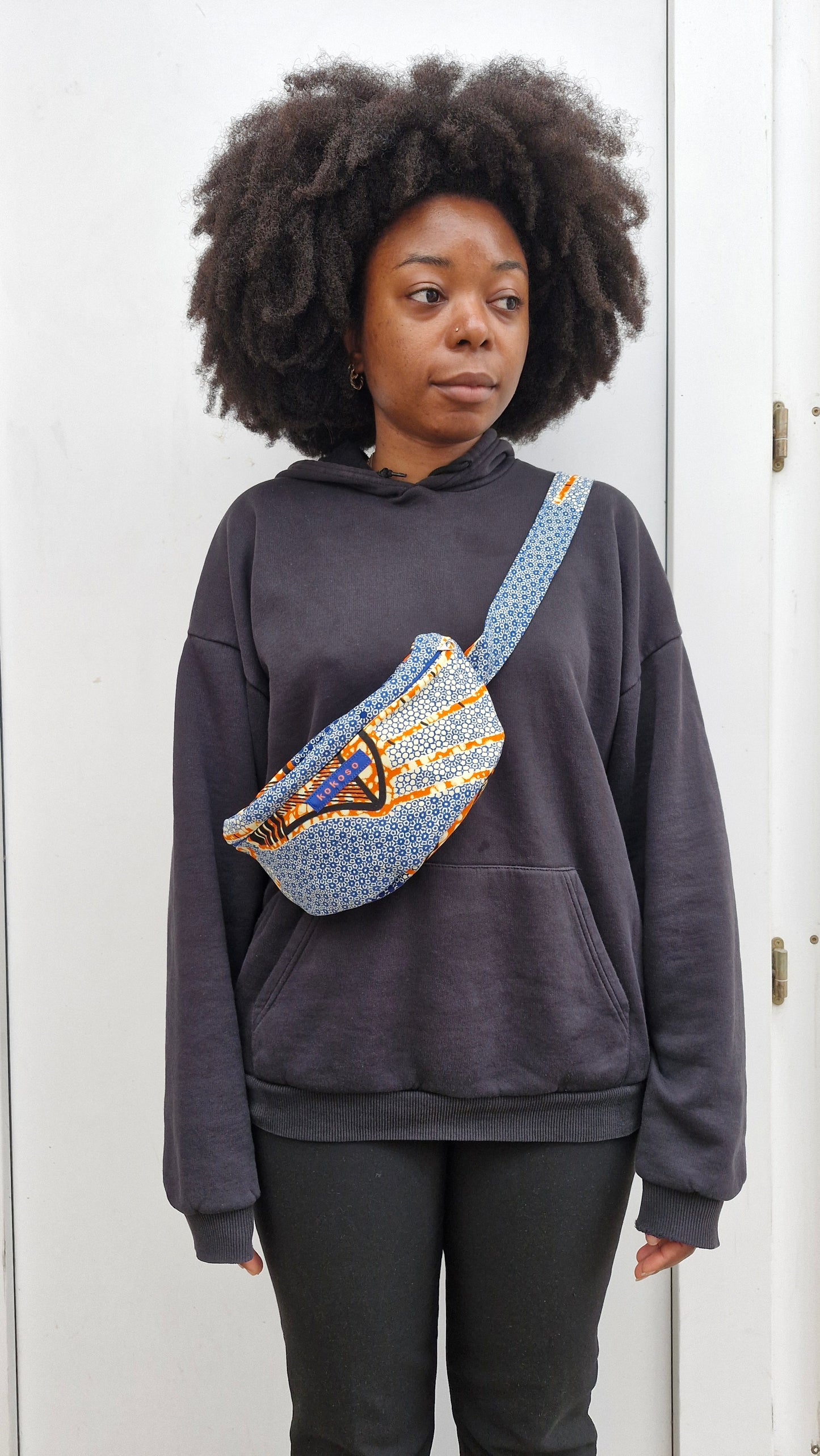 sac banane en wax bleu