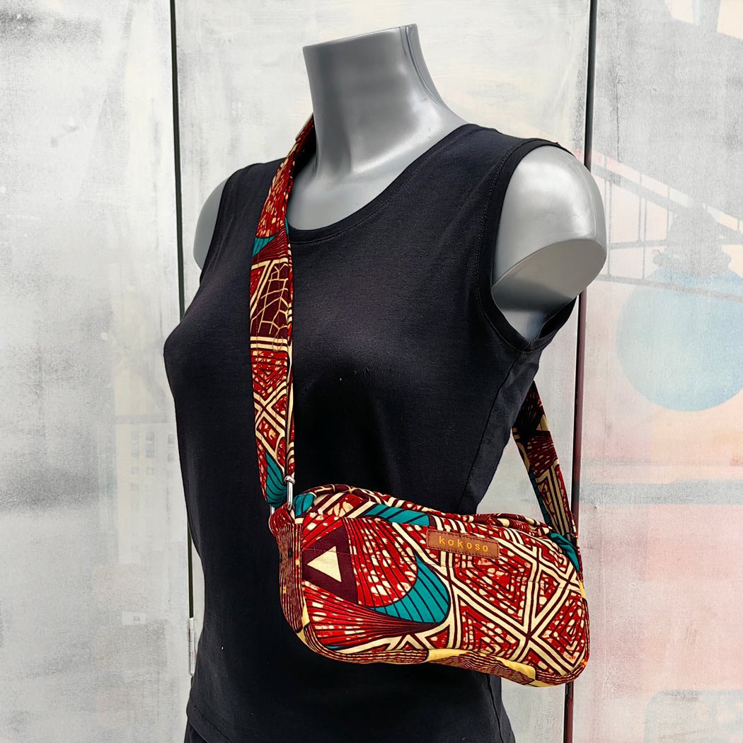 Sac en tissu Wax, fabriqué à la main pour le quotidien. Mode durable du Burkina Faso.