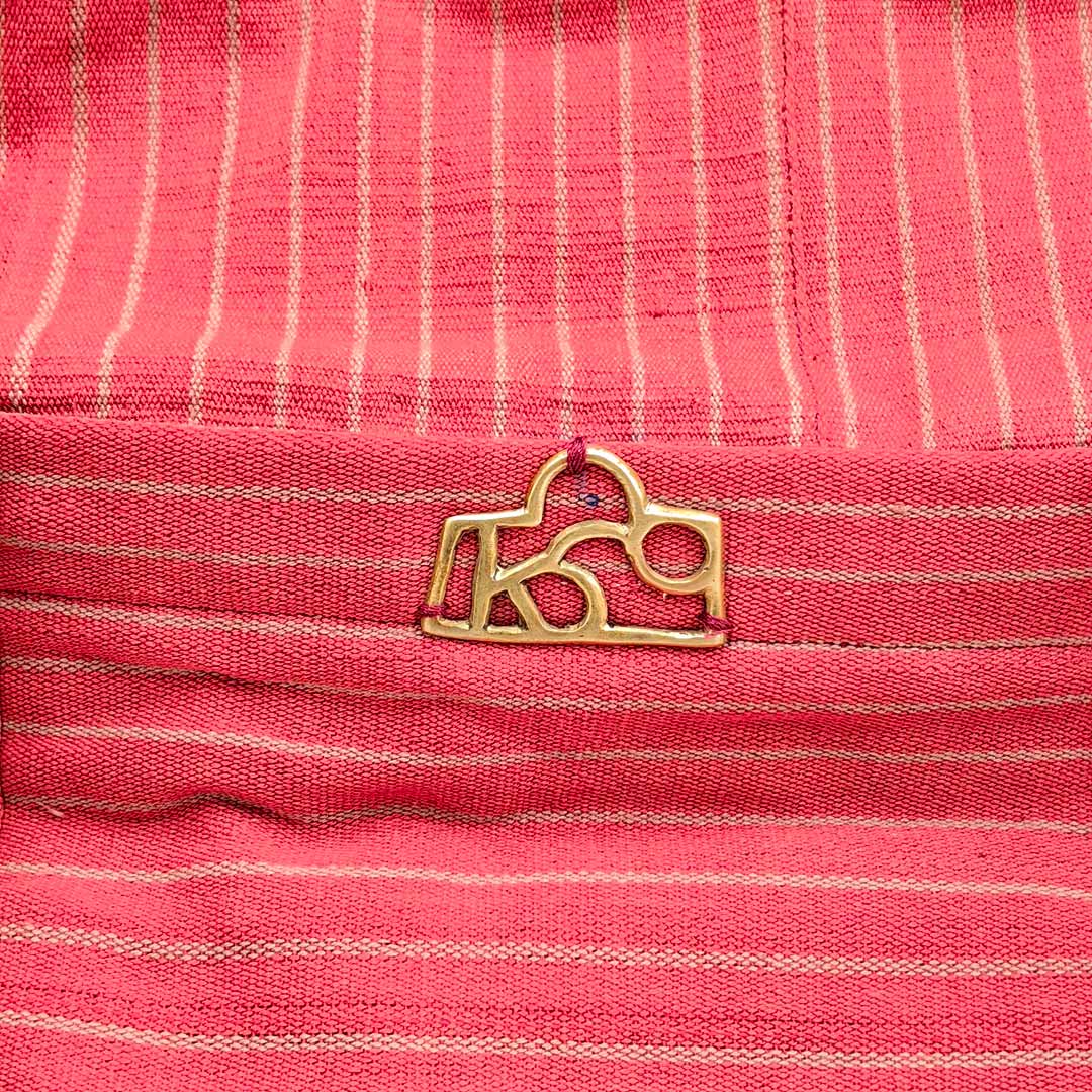 sac en Faso Dan Fani rose rayé blanc avec poche intérieure