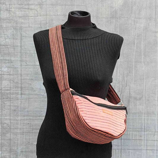sac lune en Faso Dan Fani rayé rose et marron