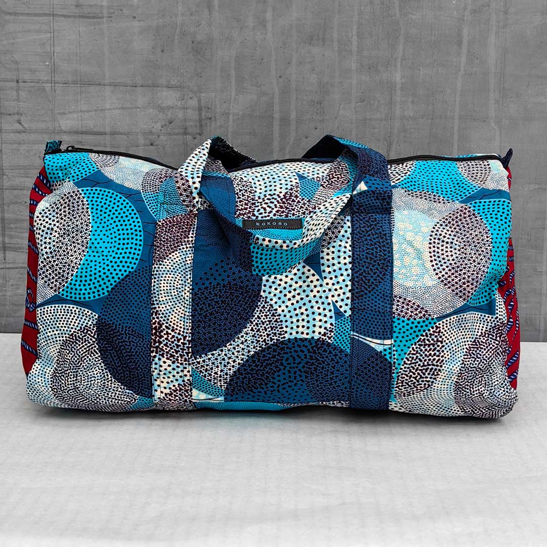 sac de voyage en wax à motifs bleus