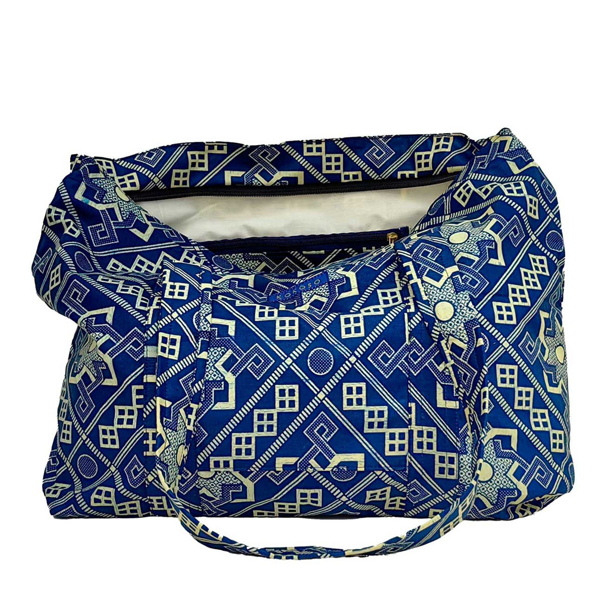 Grand sac à main en wax bleu