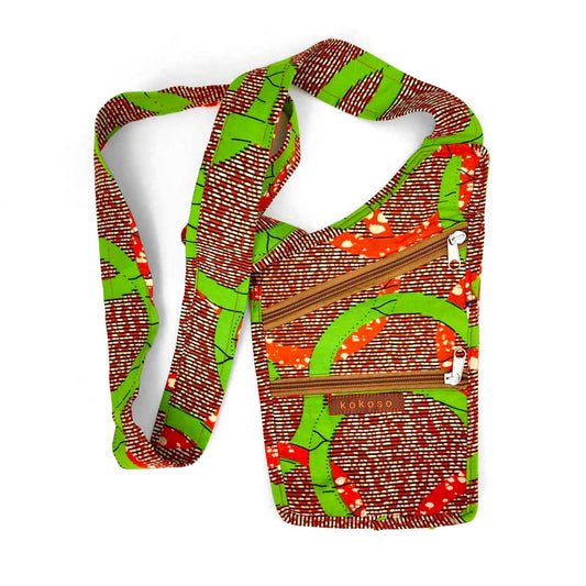 Sac en bandoulière en coton pur avec tissu Wax. Une pièce unique de créateur.