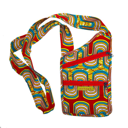 Sac en bandoulière en coton pur avec tissu Wax. Une pièce unique de créateur.