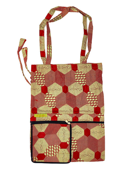 Sac en coton à motif coloré, mode éthique et fabrication artisanale.