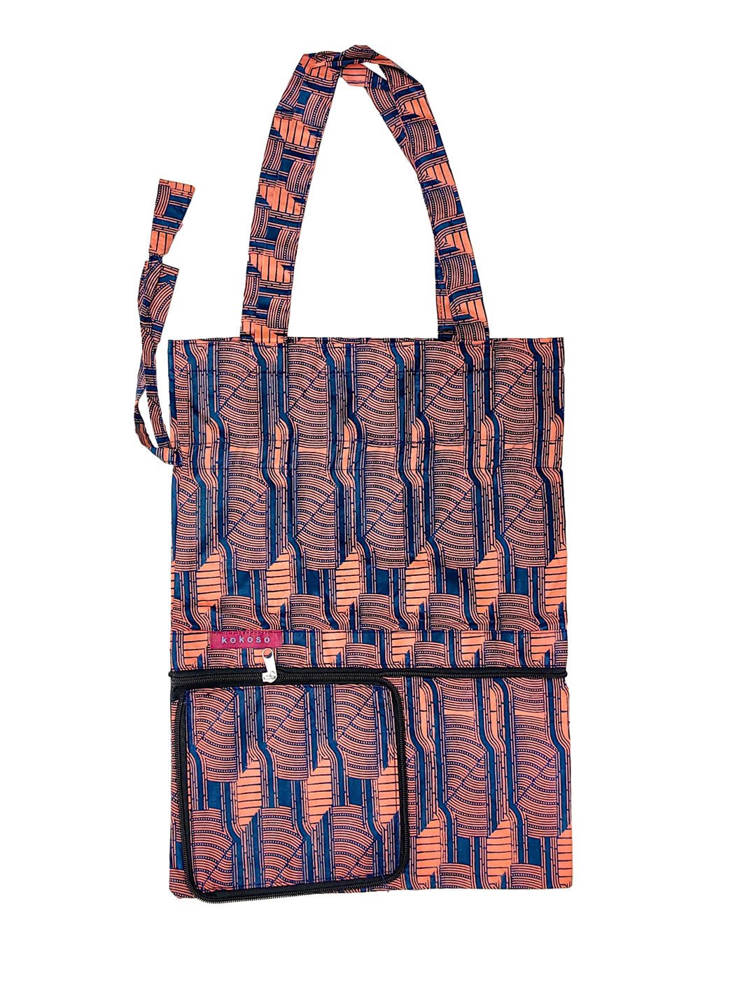 Sac en coton à motif coloré, mode éthique et fabrication artisanale.