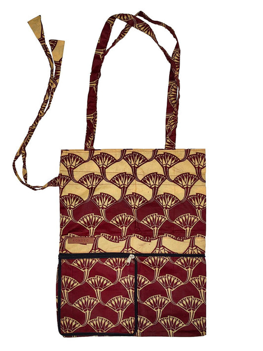 Sac en coton à motif coloré, mode éthique et fabrication artisanale.
