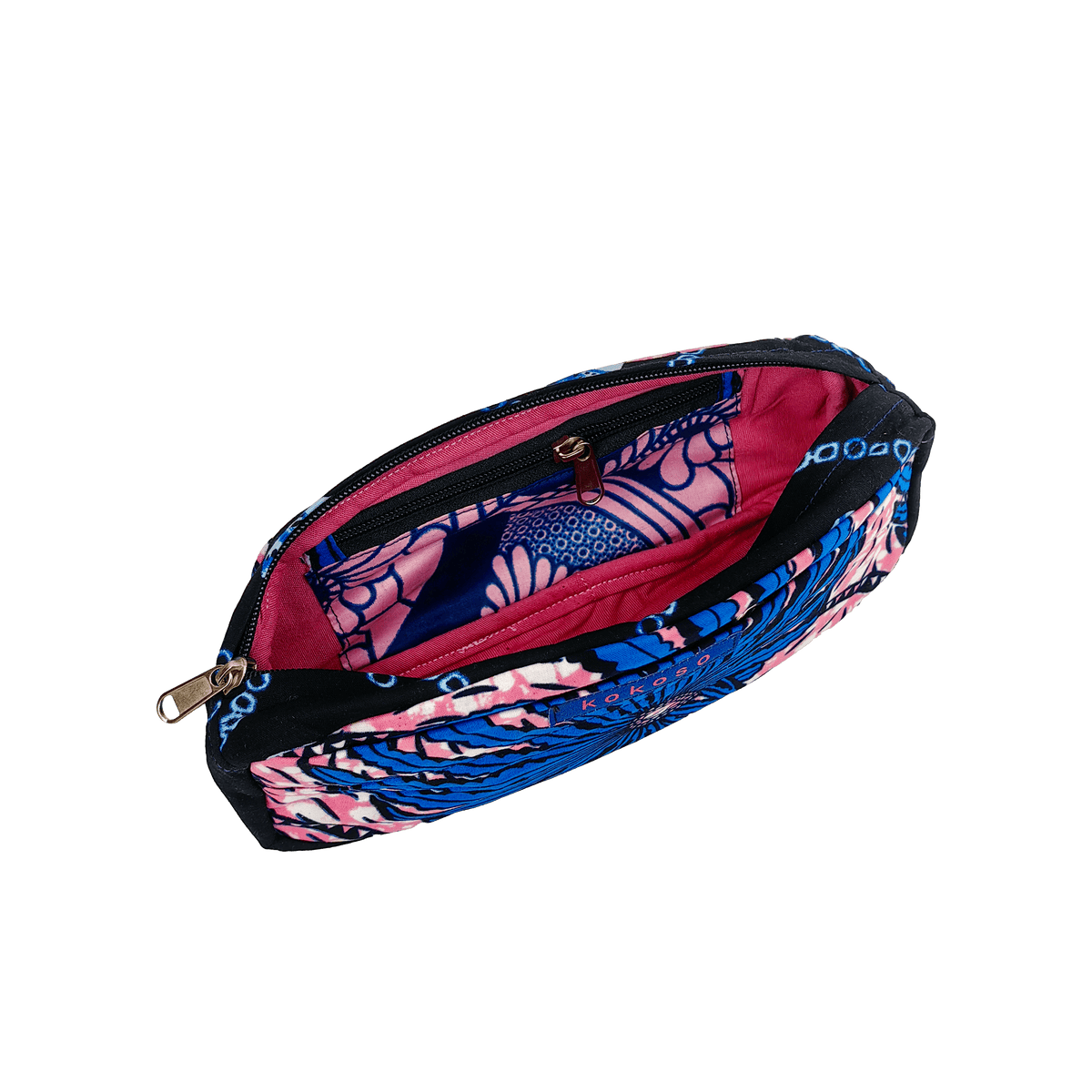 Trousse de toilette en WAX tissée main, avec poche à l’intérieur et une à l’extérieur fabrication vegan.