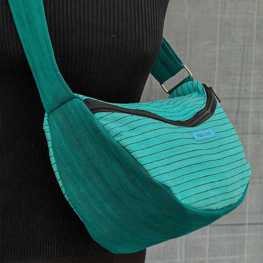 cadeau artisanal, Sac africain turquoise tissé coloré issu du commerce équitable