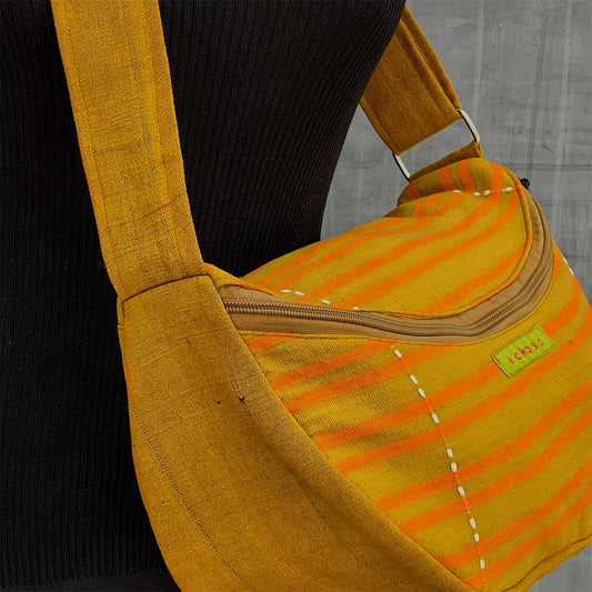cadeau artisanal, Sac tissé jaune à bandoulière produit sous des conditions équitables