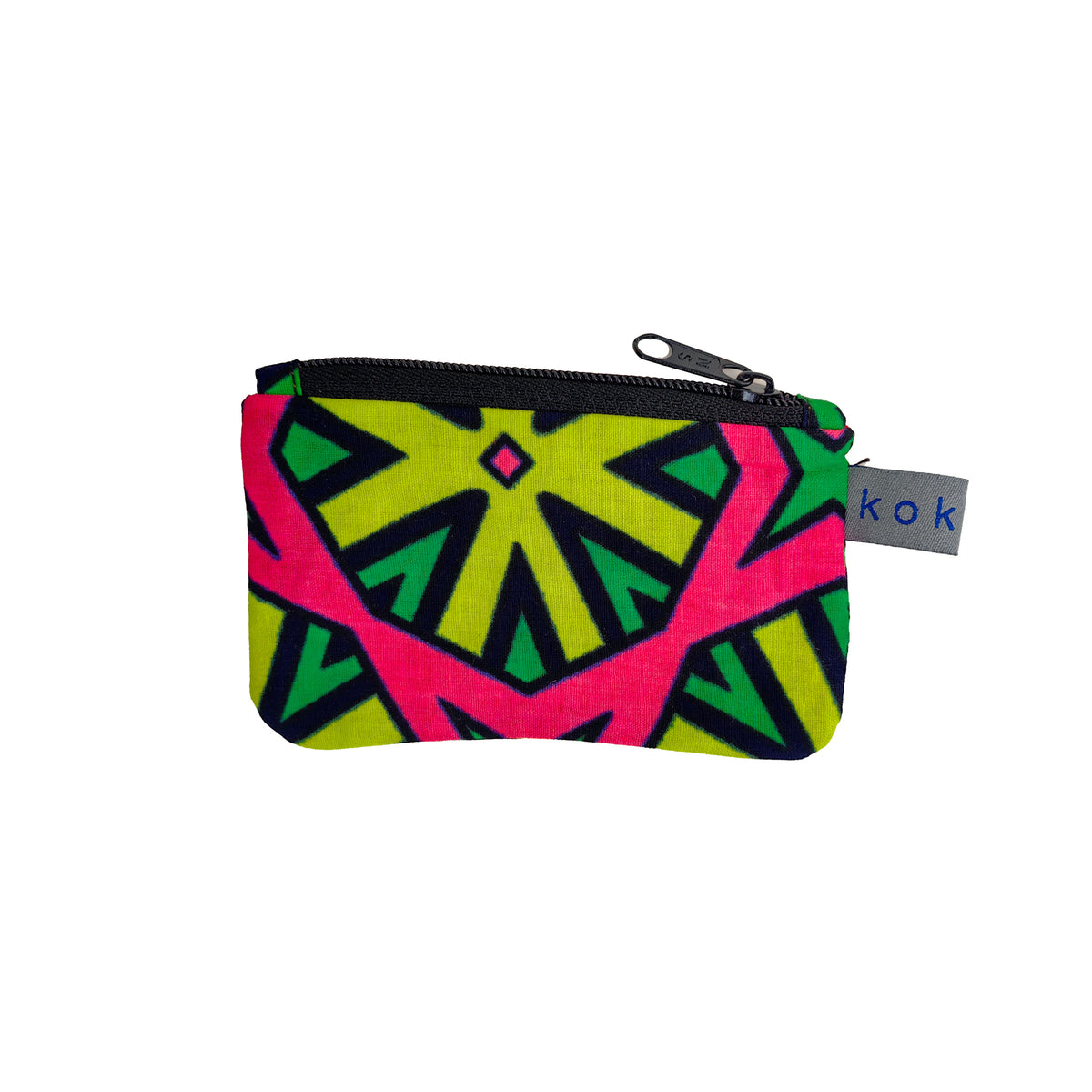 Pochette en tissu Wax, format compact et fait main. Idée cadeau pour femme.