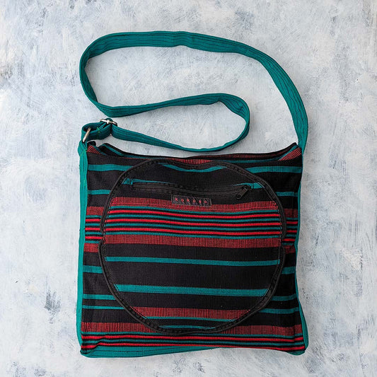 cadeau atypique, Sac tissé à bandoulière coloré issu du commerce équitable, rayé