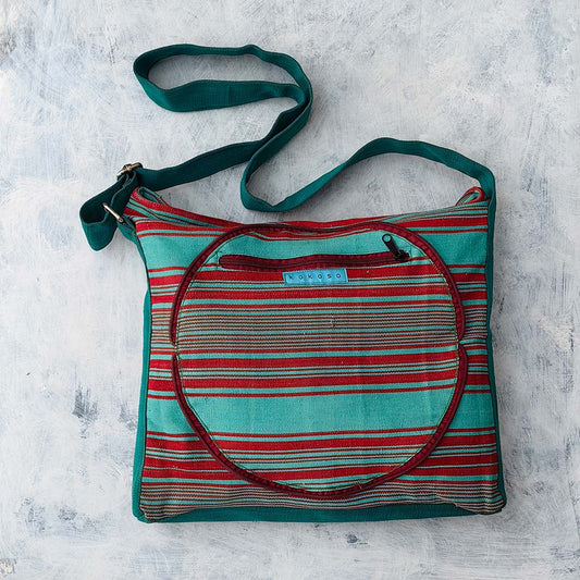 cadeau atypique, Sac tissé à bandoulière coloré issu du commerce équitable, rayé