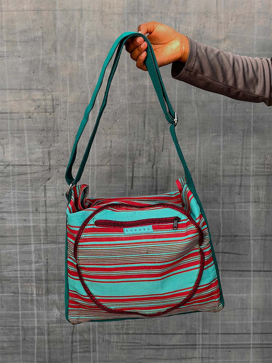 cadeau atypique, Sac tissé à bandoulière coloré issu du commerce équitable, rayé