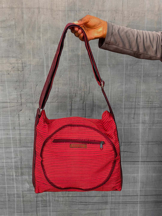 cadeau atypique, Sac tissé à bandoulière coloré issu du commerce équitable, rouge