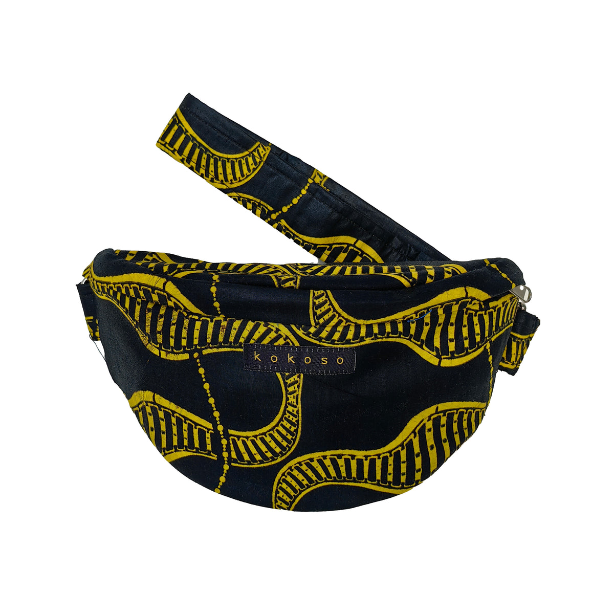 Sac banane en tissu Wax coloré, fait main par Zoumana Sanou à Bobo Dioulasso.