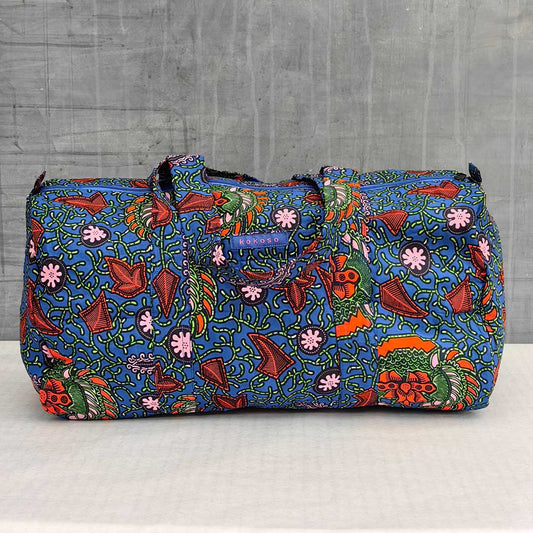 sac de voyage en wax bleu floral