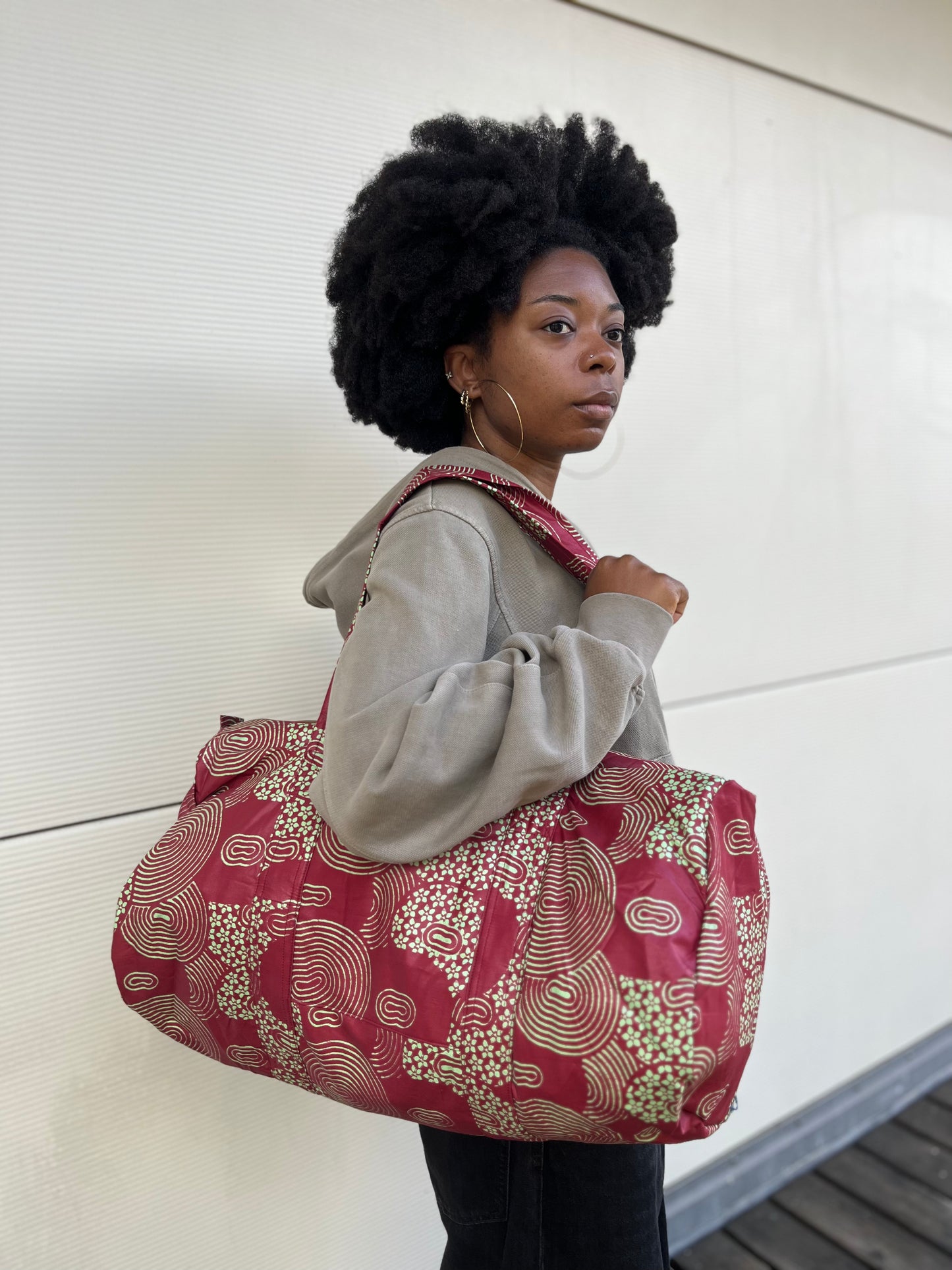 sac de voyage en wax bordeaux