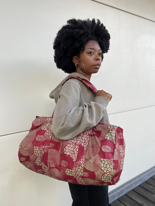 sac de voyage en wax bordeaux
