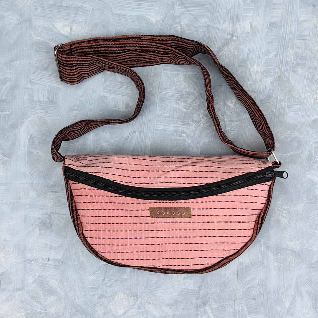 sac lune en Faso Dan Fani rayé rose et marron