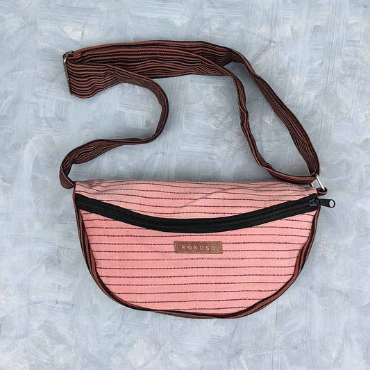 sac lune en Faso Dan Fani rayé rose et marron