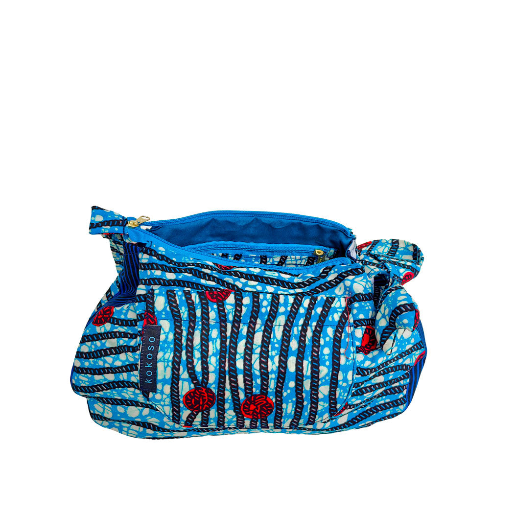 sacoche en WAX bleu clair avec motifs