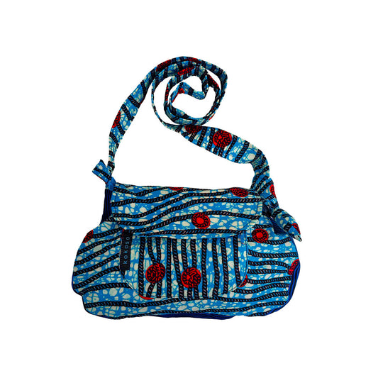 sacoche en WAX bleu clair avec motifs