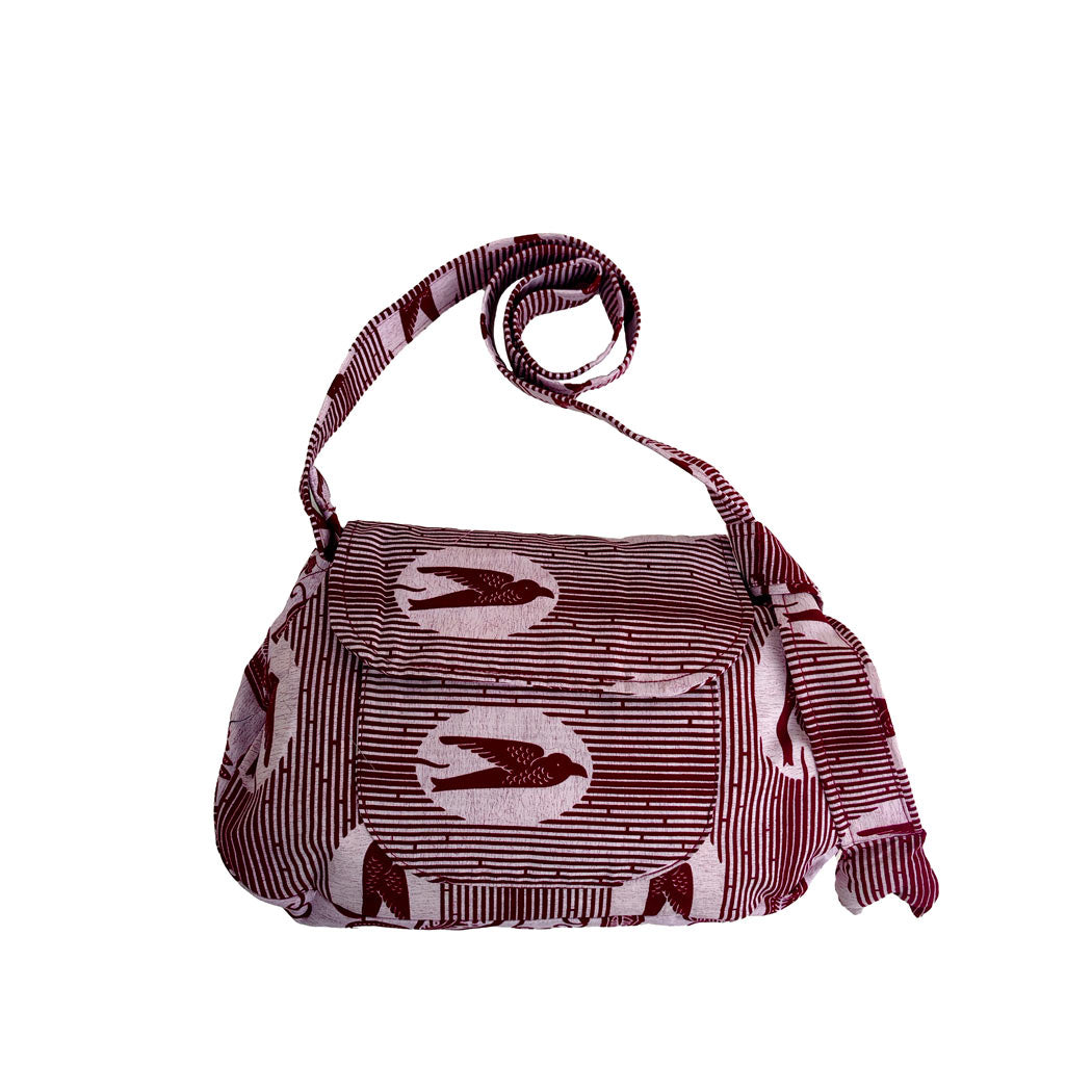 sacoche en WAX rose avec motifs floraux