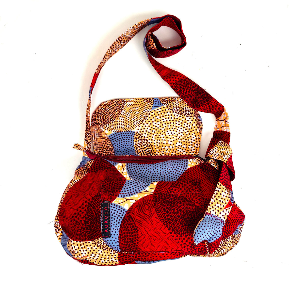 sacoche en WAX motifs circulaires rouges