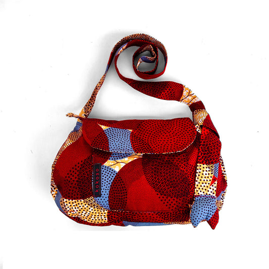 sacoche en WAX motifs circulaires rouges